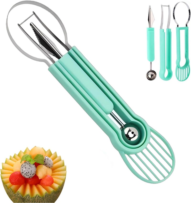 hrsyyl Fruit Cutter Slicer Tool Watermelon Plastic Stainless Steel Melon Baller Scoop Kitchen Scooper Gadget Kit for Making Juice Fruit Salad - Image 1
